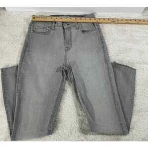 7 For All Mankind Blair Skinny Jeans Womens 27 Gray Distressed Mid Rise Raw Hem